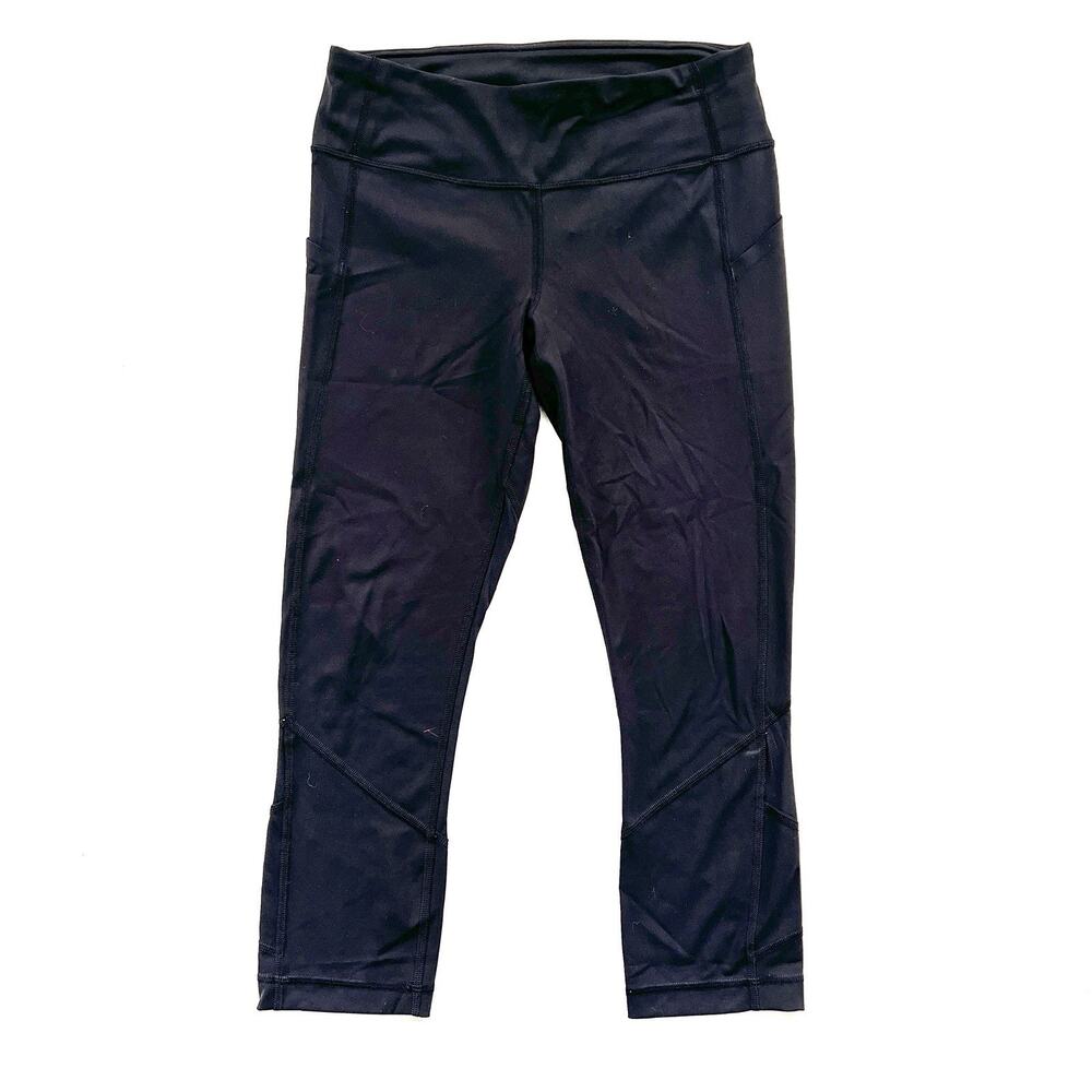 Lululemon Solid Black Pace Rival Medium Rise Crop… - image 1